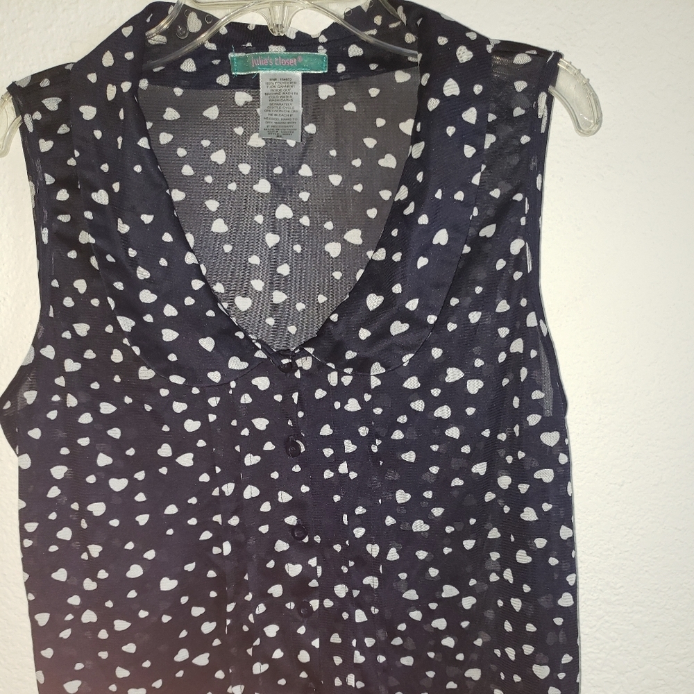 JULIE'S  CLOSET NAVY POLKA DOT  BLOUSE